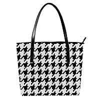 Leather Handbag for Women Large Capacity Top Handle Satchel Bucket Purses Shoulder Bag Crown Vintage Plaid