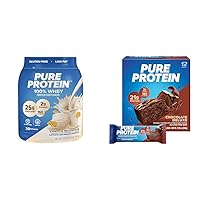 Pure Protein Powder, Whey, High Protein, Low Sugar, Gluten Free, Vanilla Cream, 1.75 lbs & Bars, High Protein, Nutritious Snacks to Support Energy, Low Sugar, Gluten Free