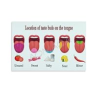 MOJDI Location of Taste Buds on The Tongue Poster CHINESE MEDICINE Poster (1) Canvas Painting Wall Art Poster for Bedroom Living Room Decor 08x12inch(20x30cm) Unframe-style