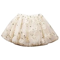 Baby Girls Soft Fluffy Tutu Skirt Toddler Party Girl Mesh Tutu Flower Embroidered Costome Dance Elastic Waist