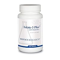 Folate 5 Plus High Potency Folate with B12. Methyl Support. 5 Milligram Natural and Whole Food Form of Folate, 18 B12, Pregnancy Nutrition, Energy Support. Healthy Skin. 120 tabs