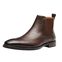 Men's Chelsea Boots Leather Formal Dress Boots For Men Business Casual Wingtip Ankle Boots