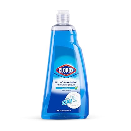 Clorox Liquid Dish Soap with Oxi in Fresh Scent, 26 Fl Oz | Bleach-Free Dishwashing Liquid Powers Through Grease to Wash Dishes and Clean | Ultra Concentrated Clorox Dishwashing Soap