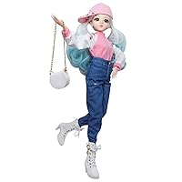 Proudoll 1/3 BJD Doll 60cm 24in SD Ball Jointed Dolls Fashion Girl Caroline Cap Wig Hoodie Jeans Crossbody Bag Boots