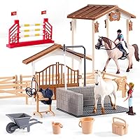 Horse Stable Figurine Playset Horse Club with Rider Horses Toy Figures Animal Toys Set for Boys and Girls Gifts for Girls and Boys 3 4 5 6 7 8 Years up