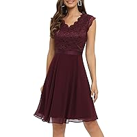 Dressystar Women's V Neck Sleeveless Lace Bridesmaid Dress Wedding Party Gown