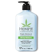Triple Moisture Body Moisturizer, 17 Oz – Hydrating Lotion Rich with Minerals, Vitamin C, & Hempseed Oil to Nourish & Repair Extremely Dry or Sensitive Skin for Body