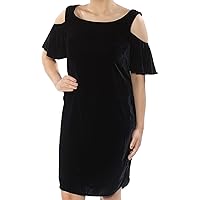 Ralph Lauren Womens Cold Shoulder A-line Dress, Black, 4