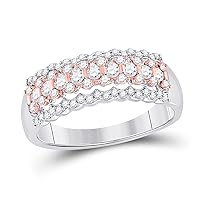 The Diamond Deal 14kt Two-tone Gold Womens Round Diamond Anniversary Ring 1/2 Cttw