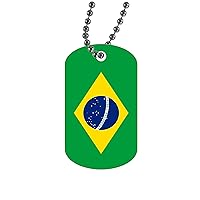 Rogue River Tactical Brazil Brazilian Flag Military Style Dog Tag Pendant Jewelry Necklace