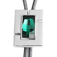 Bolo Tie Crystal Genuine Leather Runway X1 Collection Glossy Body - Emerald