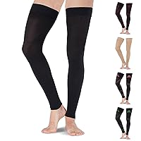 Women's Thigh-High Leg Sleeves for Chronic Venous Insufficiency, Spider Veins & Swelling - Firm Graduated Support 20-30mmHg - Black Medium A609BL2-1 Pair