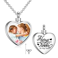 SOULMEET Personalized Photo Urn Necklace for Ashes, 10k 14k 18k White Gold/Silver Locket Ashes Necklace with Picture, Memorial Keepsake Cremation Jewelry for Women Men