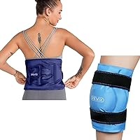REVIX Ice Pack for Injuries Reusable Gel for Lower Back Pain Relief and XL Knee Ice Pack Wrap Around Entire Knee After Surgery