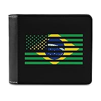 Brazil American Flag PU Leather Wallet for Men Women with 6 Card Holder Slim Bifold Money Clip