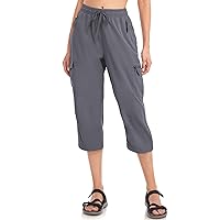 Capri Pants for Women Zip Off UPF50+ Water Resistant Joggers Hiking Cargo Capris Quick Dry Crop Pants Pockets