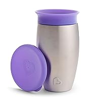 Munchkin Miracle 360 Toddler Sippy Cup, Spill Proof, 10 Ounce, Stainless Steel, Purple