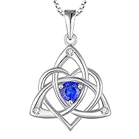 STARCHENIE Celtic Knot Necklace for Women 925 Sterling Silver Trinity Love Knot Pendant Birthstones Jewelry