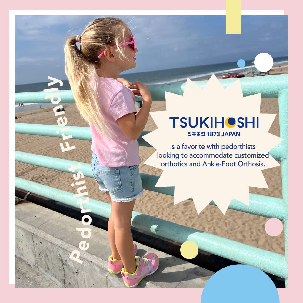 TSUKIHOSHI 1521 KAZ Strap-Closure Machine-Washable Child Sneaker Shoe with Wide Toe Box and Slip-Resistant, Non-Marking Outsole - For Toddlers and Little Kids, Ages 1-8