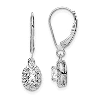 925 Sterling Silver Diamond White Topaz Earrings