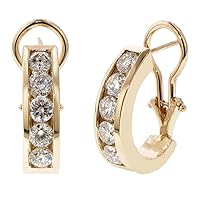 2.00 CT TW Channel Set Large Diamond Hoops/Huggies in 14K Yellow Gold