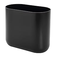 Design Slim Oval Plastic Waste Basket, The Cade Collection – 10.56” x 5.5” x 9.77”, Matte Black