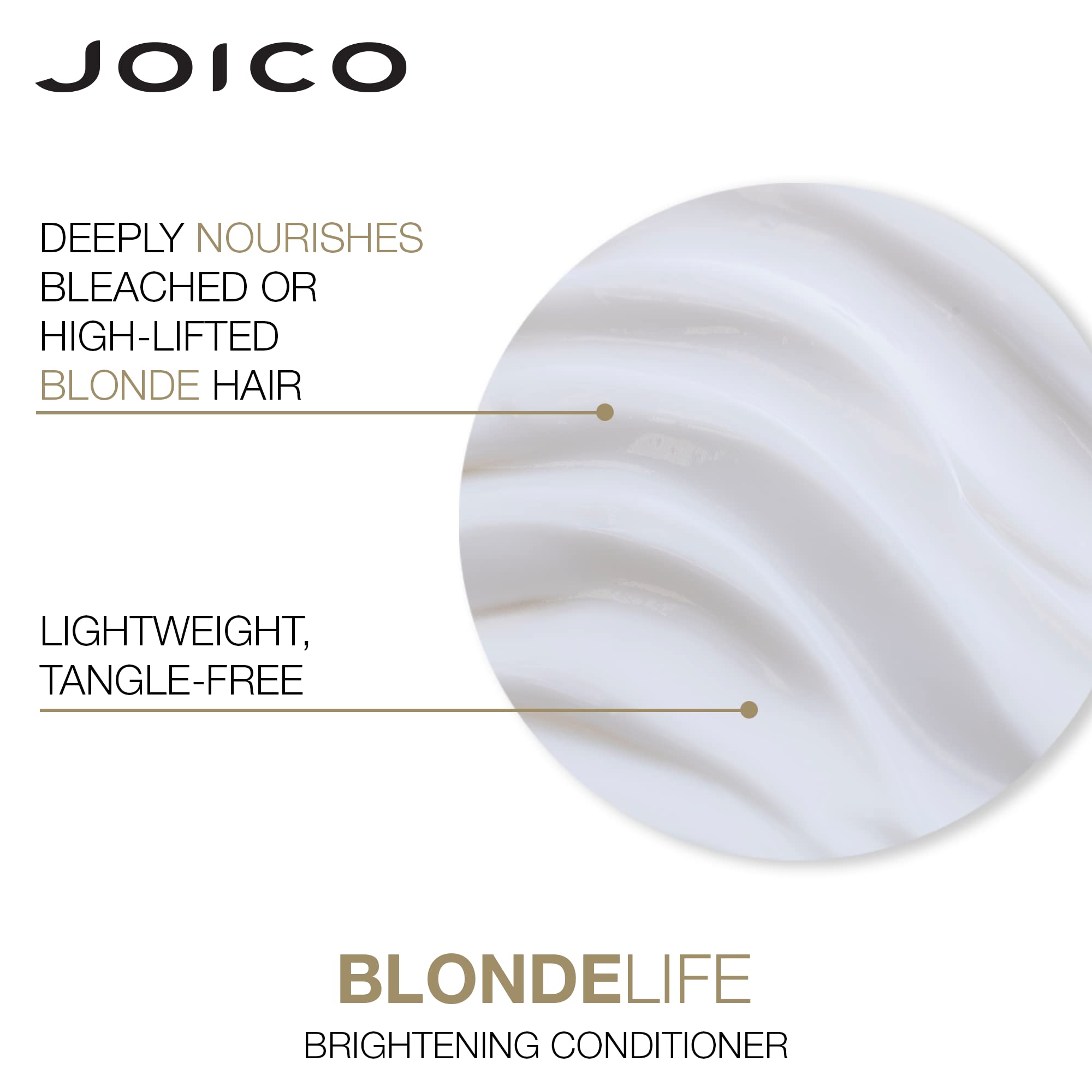 Joico Blonde Life Brightening Conditioner | For Blonde Hair | Illuminate Hydration & Softness | Add Softness & Smoothness | Sulfate Free | Fortified With Monoi & Tamanu Oil