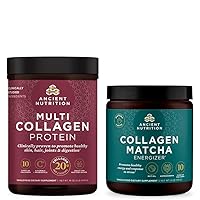 Ancient Nutrition Multi Collagen Protein Powder, Unflavored, 45 Servings + Collagen Matcha Energizer Powder, 20 Servings