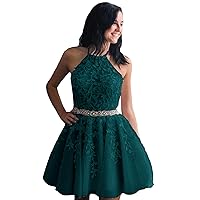 Women's Cocktail Dress Appliques Short Party Gowns 2020 Beadeds Halter Homecoming Dress