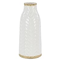 Deco 79 Porcelain Ceramic Decorative Vase Centerpiece Vase with Brown Base, Flower Vase for Home Decoration 7