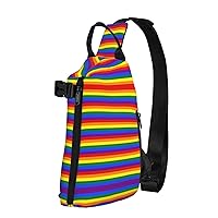 Rainbow Pattern Print Crossbody Backpack Cross Pack Lightweight Sling Bag Travel, Hiking