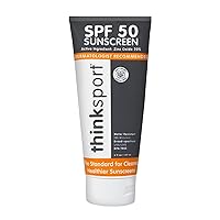 Thinksport SPF 50+ Mineral Sunscreen – Safe, Natural Sunblock for Sports & Active Use - Water Resistant Sun Cream –UVA/UVB Sun Protection – Vegan, Reef Friendly Sun Lotion, 6oz