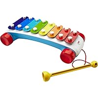 Toddler Pull Toy, Classic Xylophone Pretend Musical Instrument with Mallet and Rolling Wheels for Ages 18+ Months