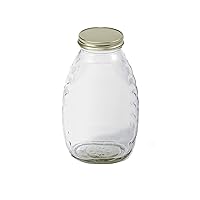 Glass Skep Jar | Honey Jar | Airtight Lid | Glass Bottle | 12 Pack | 16 Ounce