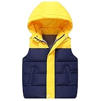 Happy Cherry Kids Padded Vest Winter Puffy Detachable Hooded Zipper Up Sleeveless Jacket 5-12T