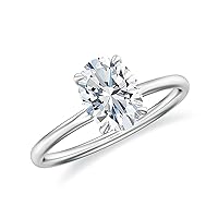 Lab Created Moissanite Oval Solitaire Ring for Women Girls in Sterling Silver / 14K Solid Gold/Platinum