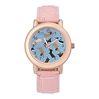 Dancing Dachshunds Women's Custom Watch Fashion Strap Wristwatches Gift for Birthdays Valentine's Day