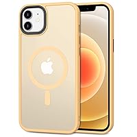 CACOE Magnetic Case for iPhone 12 & iPhone 12 Pro 2020 6.1 inch-Compatible with MagSafe & Magnetic Car Phone Mount,Anti-Fingerprint TPU Thin Phone Cases Cover Protective Shockproof (Yellow)