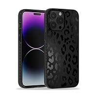 for iPhone 15 Pro Max Case with Black Leopard Design, Compatible with MagSafe, Cute Magnetic Cheetah Print Phone Cover for Women Girls, Non Yellowing Slim Stylish Bumper