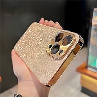 Luxury Plating Bling Glitter Rhinestones Gem Diamond Phone Case for iPhone 15 13 12 11 14 Pro Max Camera Protection Soft Cover,Gold,for iPhone 13ProMax