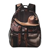 Horse Saddle with a Cowboy Hat Wild Print Backpack Large Travel Backpack Laptop Bag For Women and Men Casual Daypack