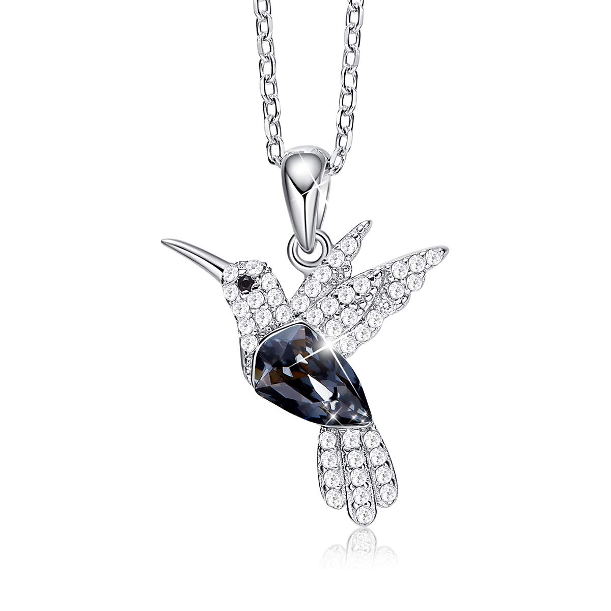 CDE Christmas Mother's Day Valentine’s Day Necklace Gifts for Women Hummingbird Necklaces S925 Sterling Silver Necklaces for Women Embellished with Crystals from Austria Birthday Jewelry Gifts for Wife Animal Necklace for Girlfriend Mom