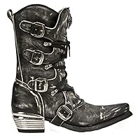 New Rock Mens WESTERN COWBOY 7993 Leather Buckle Heavy Calf Boots
