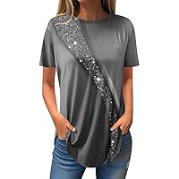 Womens Casual Short Sleeve Tops Sexy Floral Crewneck T-Shirts Shirts Plus Size Tunic Top Trendy Cute Blouses
