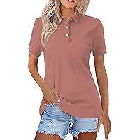 Shirts for Women, Womens Casual Vneck Tshirts Lapel Short Sleeve Solid Color Button Up Tops Shirt, S, 3XL