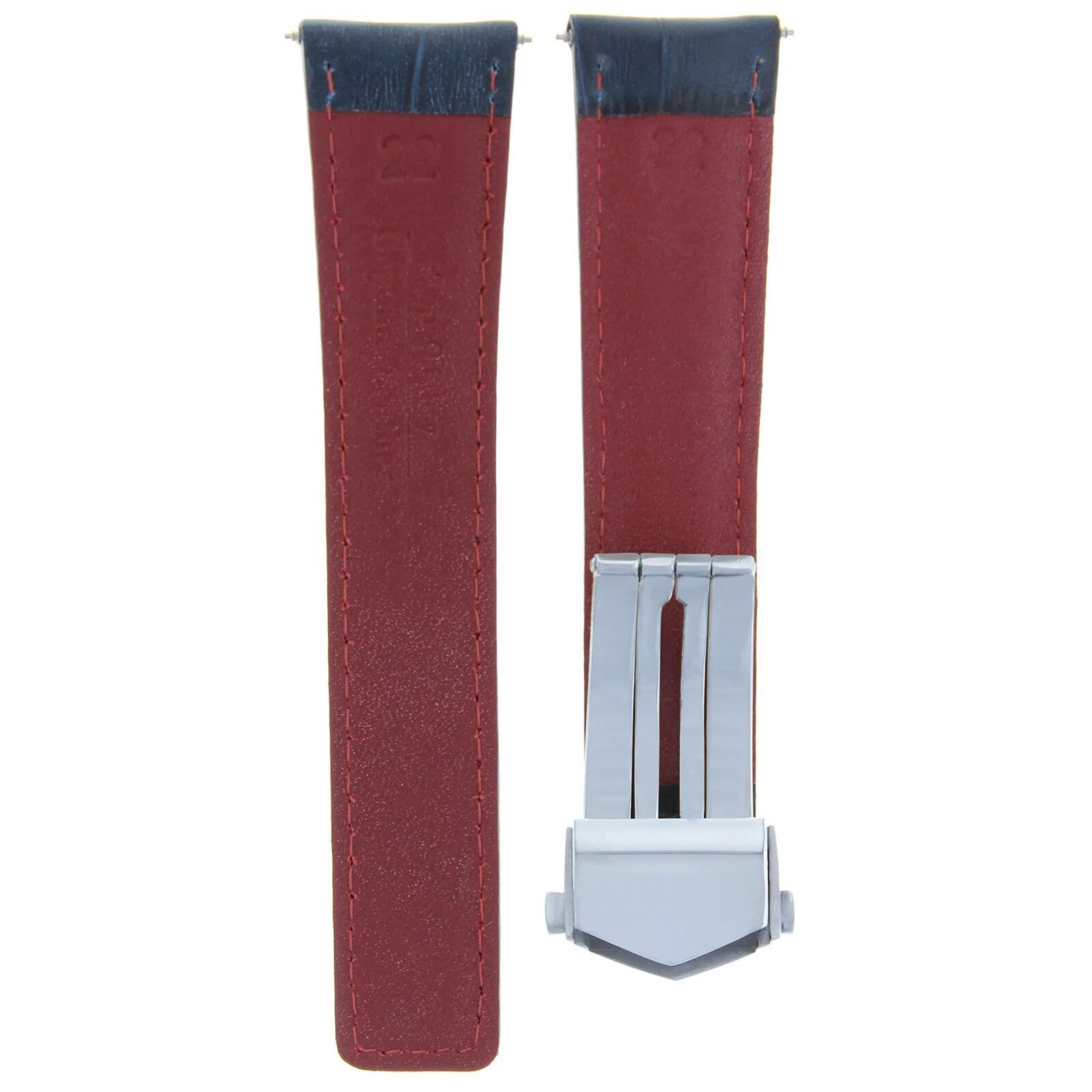Ewatchparts 22MM MONACO LEATHER WATCH BAND STRAP COMPATIBLE WITH TAG HEUER DEPLOYMENT CLASP BLUE RED