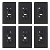 ELEGRP GFCI Outlet w/Nightlight, 20 Amp Self-Test GFI Electrical Outlet w/Thinner Design, Tamper Resistant GFCI Receptacle, Ground Fault Receptacle w/Wall Plate, UL Listed, Matte Black, 6 Pack
