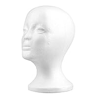clinmday Foam Mannequin Head Wig Stand,Styrofoam Mannequin Display Hairpieces Stand Holder Cosmetics Model Head Wig Display for Style, Model, Display Hair, Hats, Hairpieces, Mask , Salon (Female)