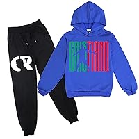 Boys 2 Piece Casual Hoodie Outfits,CR7 Long Sleeve Sweatshirt and Jogging Pants-Pullover Hooded Tops