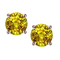 Choice of 10k Gold or Sterling Silver Classic Round 7mm Four Prong Stud Earrings